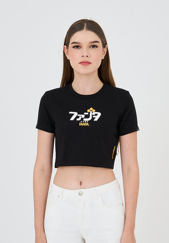 Mossimo Maila Black Fanta Vintage Cropped Fit Tee