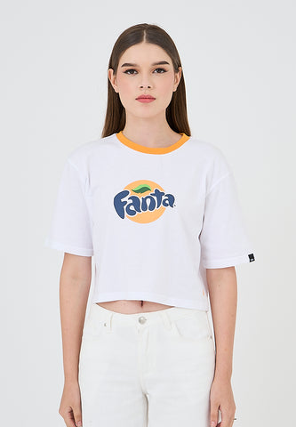Mossimo Suzie White Apricot Fanta Modern Cropped Fit Tee