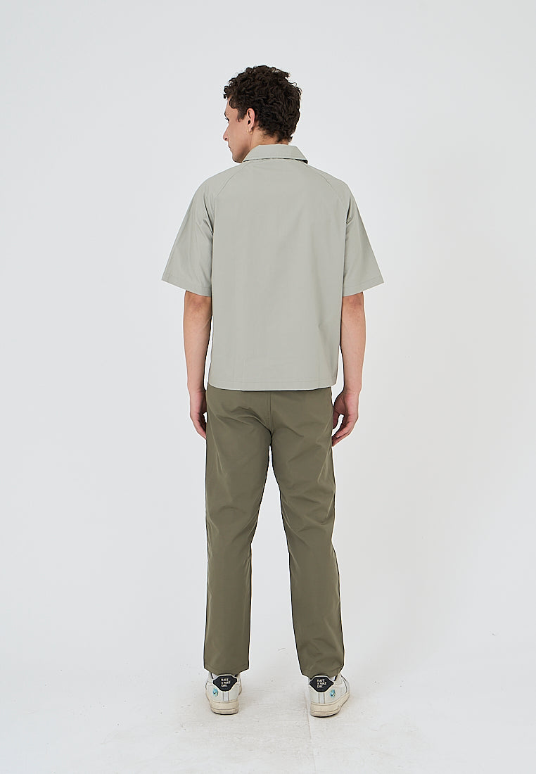 Mossimo Isaiah Light Gray Relaxed Fit Woven Short Sleeves Top