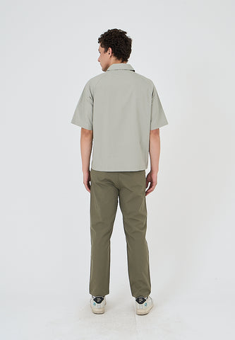 Mossimo Isaiah Light Gray Relaxed Fit Woven Short Sleeves Top