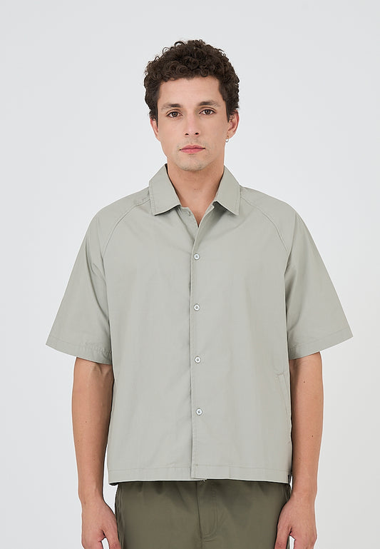 Mossimo Isaiah Light Gray Relaxed Fit Woven Short Sleeves Top