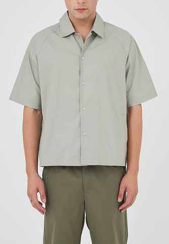 Mossimo Isaiah Light Gray Relaxed Fit Woven Short Sleeves Top