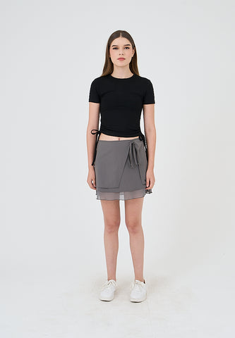 Mossimo Monica Black Ruched Top