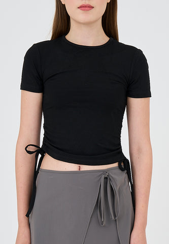 Mossimo Monica Black Ruched Top
