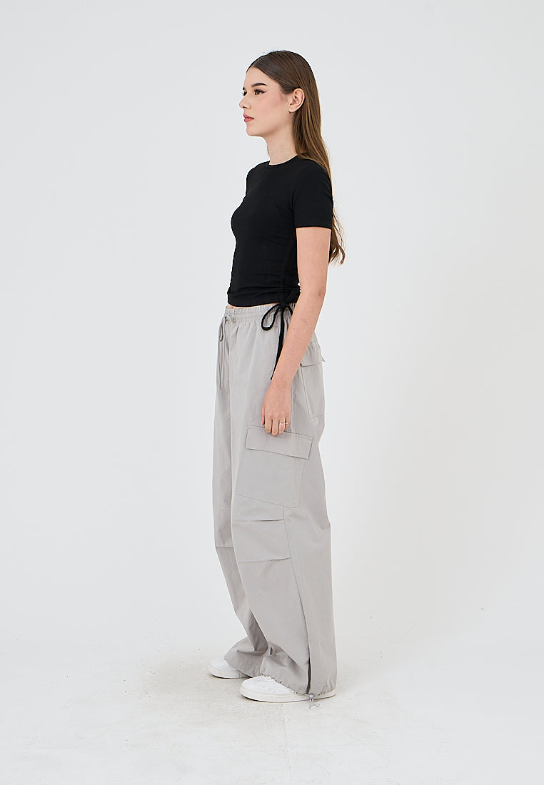 Mossimo Adalyn Gray Wide Leg Low Rise Parachute Pants