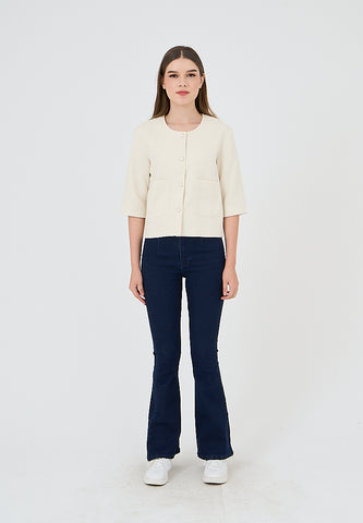 Mossimo Jayzel Off White Tweed Top