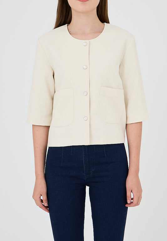 Mossimo Jayzel Off White Tweed Top
