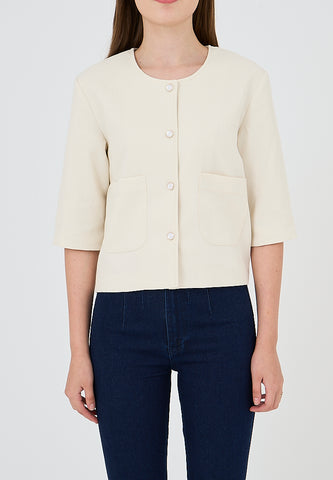 Mossimo Jayzel Off White Tweed Top