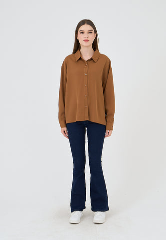 Mossimo Brown Long Sleeves Buttondown