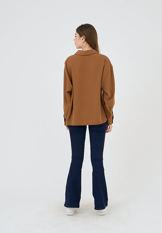 Mossimo Brown Long Sleeves Buttondown