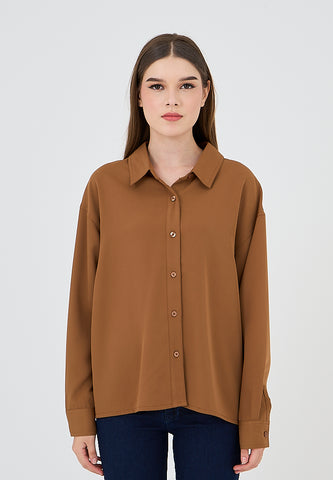 Mossimo Brown Long Sleeves Buttondown