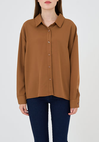 Mossimo Brown Long Sleeves Buttondown