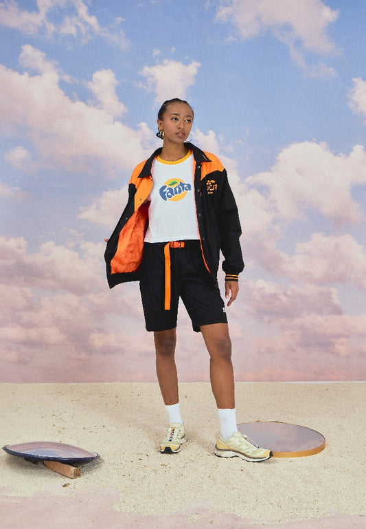 Mossimo Gregory Fanta Black Apricot Oversized Bomber Jacket