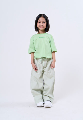 Mossimo Kids Nish Lime Striped Loose Cropped Tee