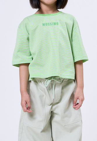 Mossimo Kids Nish Lime Striped Loose Cropped Tee