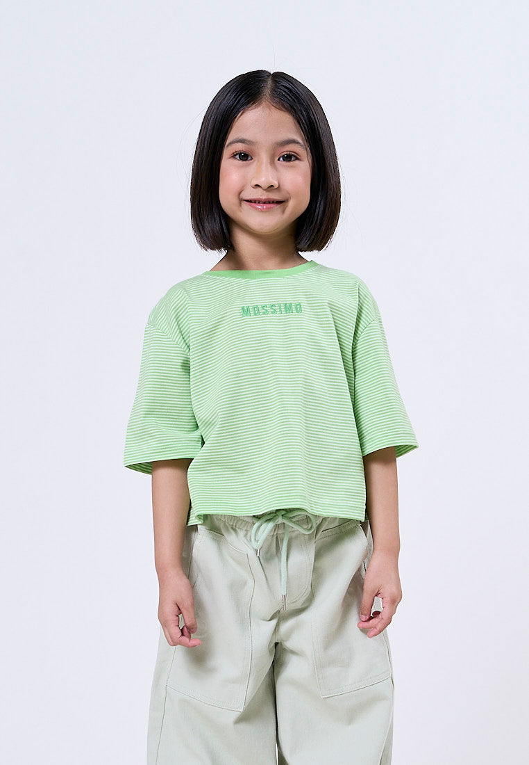 Mossimo Kids Nish Lime Striped Loose Cropped Tee