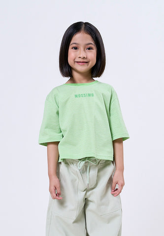 Mossimo Kids Nish Lime Striped Loose Cropped Tee