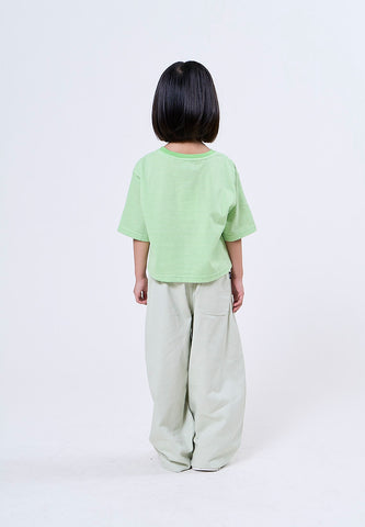 Mossimo Kids Nish Lime Striped Loose Cropped Tee