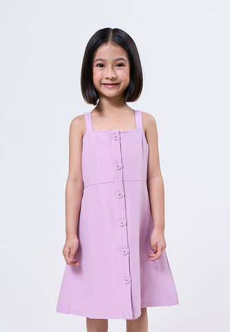 Mosssimo kids Chantelle Light Purple Button Front Belted Cami Dress