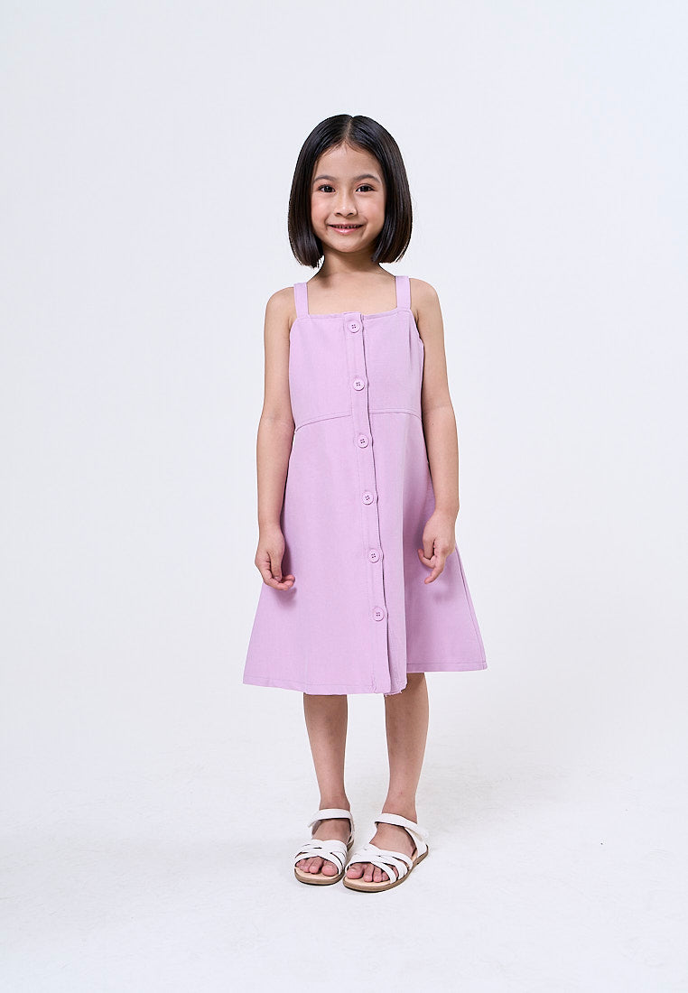 Mosssimo kids Chantelle Light Purple Button Front Belted Cami Dress