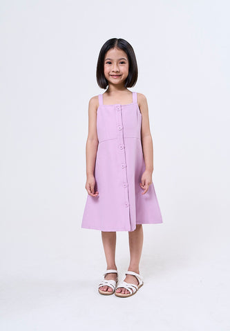 Mosssimo kids Chantelle Light Purple Button Front Belted Cami Dress