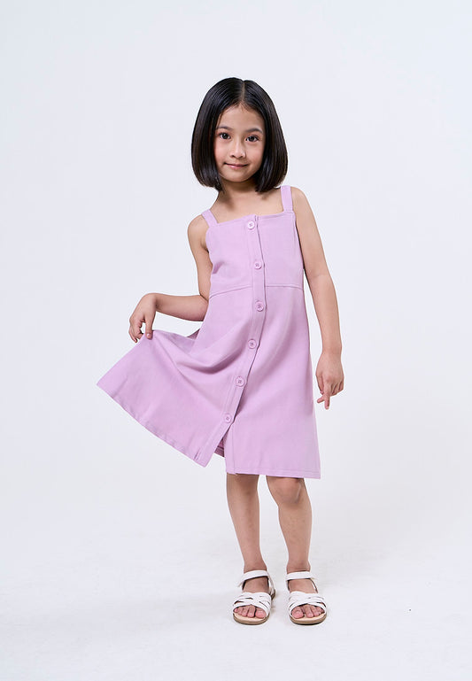 Mosssimo kids Chantelle Light Purple Button Front Belted Cami Dress