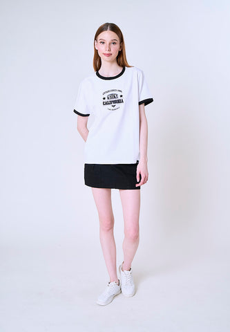 Mossimo Scarlett White Ringer Classic Fit Tee