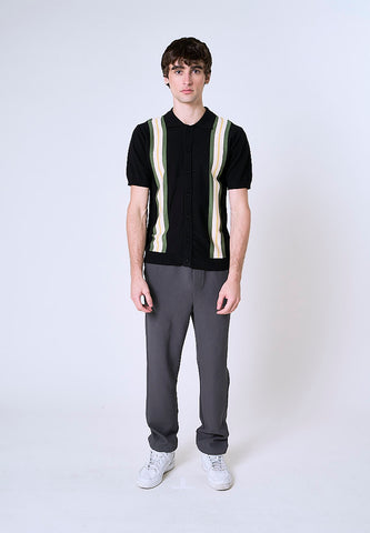 Mossimo Kian Black Polo Shirt With Full Placket