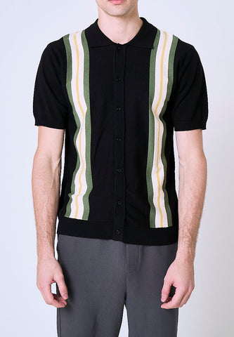 Mossimo Kian Black Polo Shirt With Full Placket