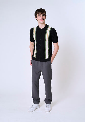Mossimo Kian Black Polo Shirt With Full Placket