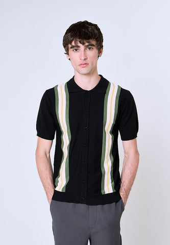 Mossimo Kian Black Polo Shirt With Full Placket
