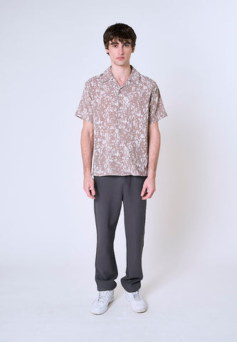 Mossimo Arlo Khaki Printed Comfort Woven Short Sleeves