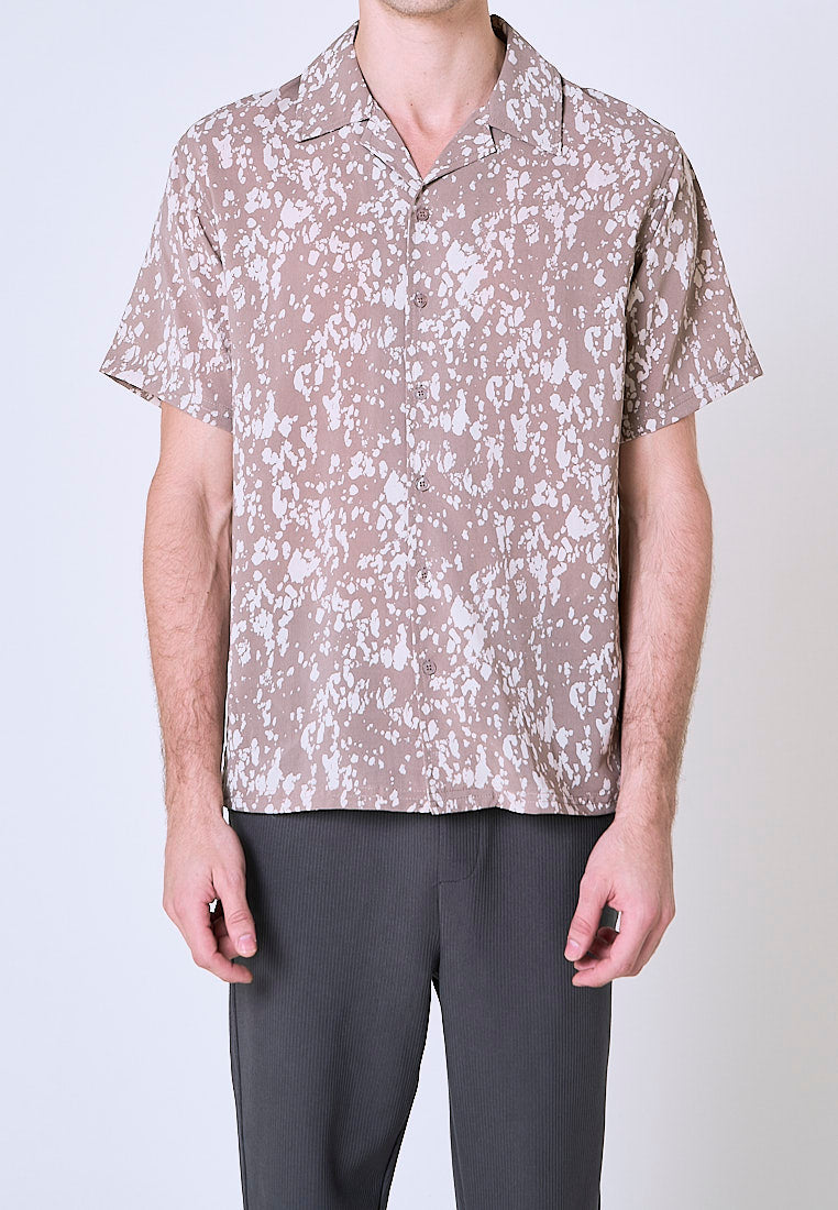 Mossimo Arlo Khaki Printed Comfort Woven Short Sleeves