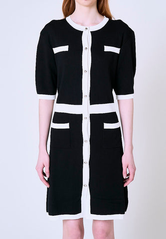 Mossimo Remy Black White Midi Knitted Dress