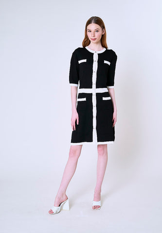 Mossimo Remy Black White Midi Knitted Dress