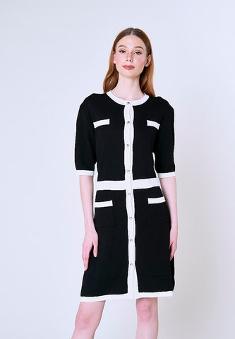 Mossimo Remy Black White Midi Knitted Dress