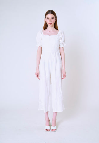 Mossimo Emma White Eyelet Jumpsuit w/Puff Sleeves