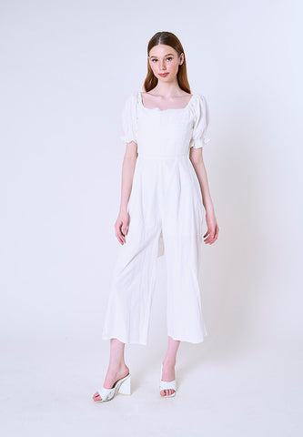 Mossimo Emma White Eyelet Jumpsuit w/Puff Sleeves