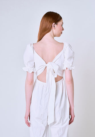 Mossimo Emma White Eyelet Jumpsuit w/Puff Sleeves