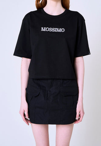 Mossimo Alice Black Modern Crop Fit Tee