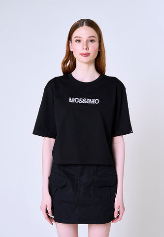 Mossimo Alice Black Modern Crop Fit Tee