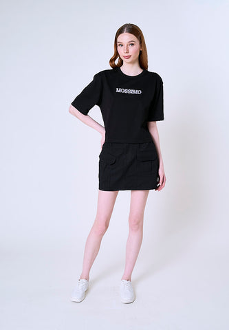Mossimo Alice Black Modern Crop Fit Tee