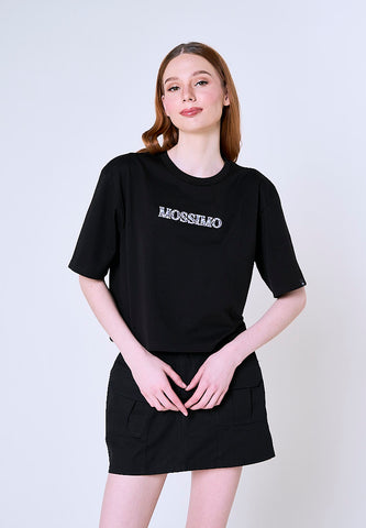 Mossimo Alice Black Modern Crop Fit Tee