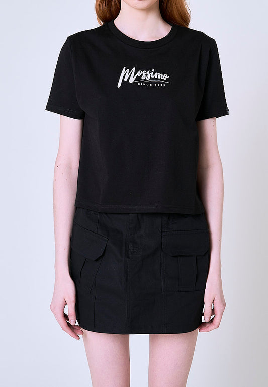Mossimo Aurelia Black Classic Cropped Fit Tee