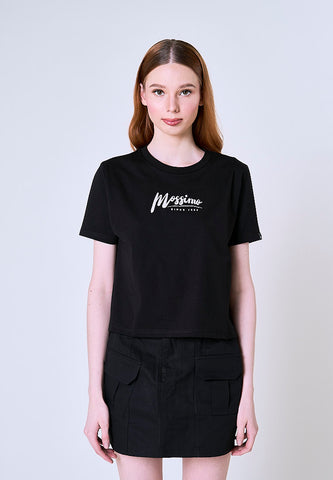 Mossimo Aurelia Black Classic Cropped Fit Tee
