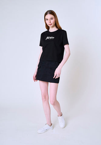 Mossimo Aurelia Black Classic Cropped Fit Tee