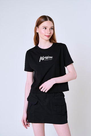 Mossimo Aurelia Black Classic Cropped Fit Tee