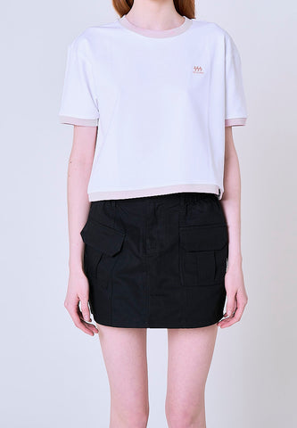 Mossimo Miralyn White Ringer Boxy Fit Tee