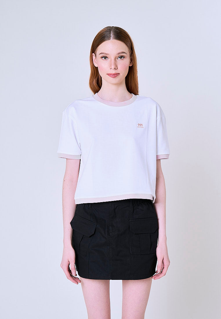 Mossimo Miralyn White Ringer Boxy Fit Tee