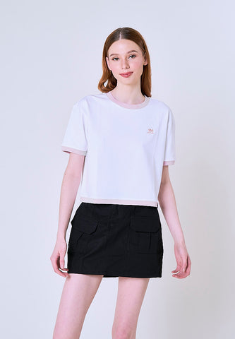 Mossimo Miralyn White Ringer Boxy Fit Tee